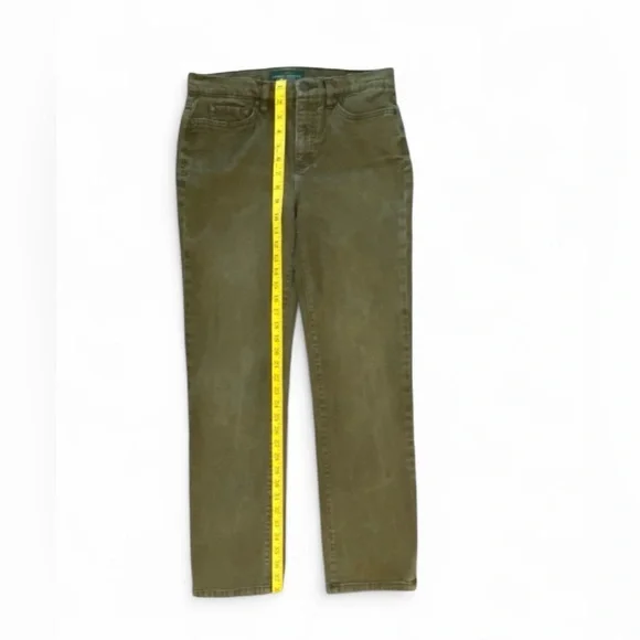 LAUREN‎ RALPH LAUREN PREMIERE STRAIGHT LEG MID RISE JEANS OLIVE GREEN SIZE 4 - Picture 7 of 7